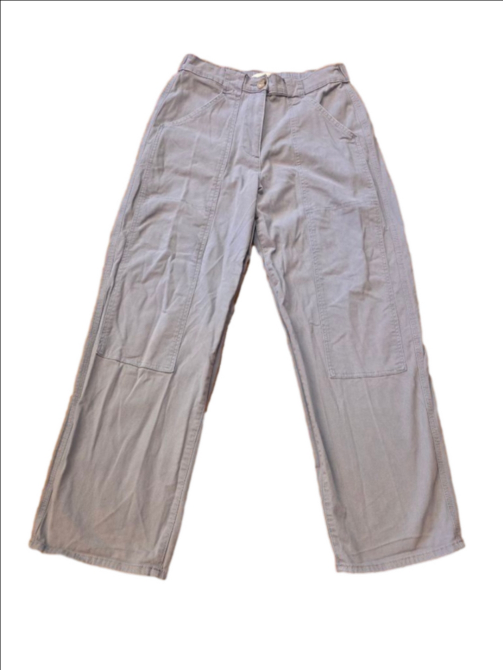 Women's M&S Blue Patch Pocket Wide Leg Crop Pants US Size 6